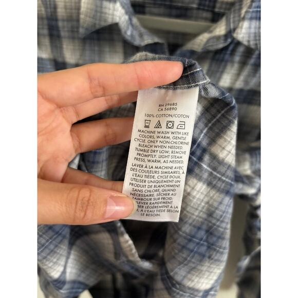 Pendleton Top Women's XL Petite Flanner Blue Gray Long Sleeve Button Up - Picture 5 of 6